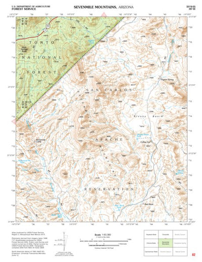 Tonto National Forest Quadrangle: SEVENMILE MOUNTAINS Preview 1