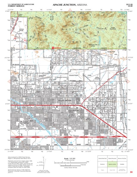 Tonto National Forest Quadrangle: APACHE JUNCTION Preview 1
