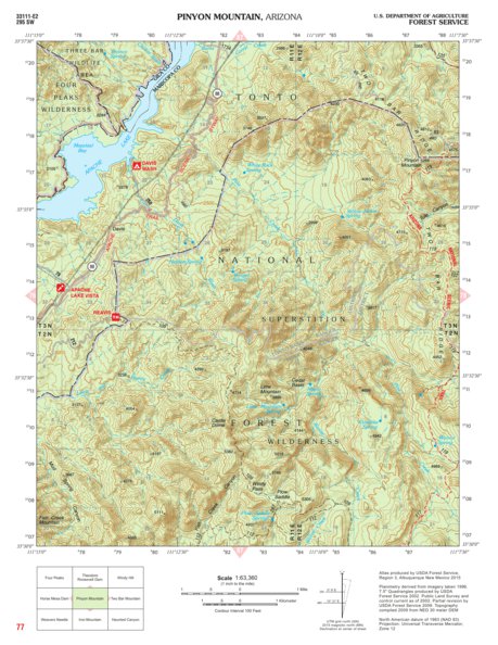 Tonto National Forest Quadrangle: PINYON MOUNTAIN Preview 1