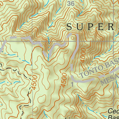 Tonto National Forest Quadrangle: PINYON MOUNTAIN Preview 2