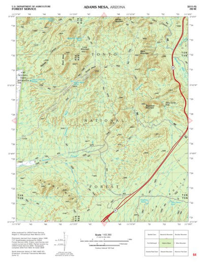 Tonto National Forest Quadrangle: ADAMS MESA Preview 1