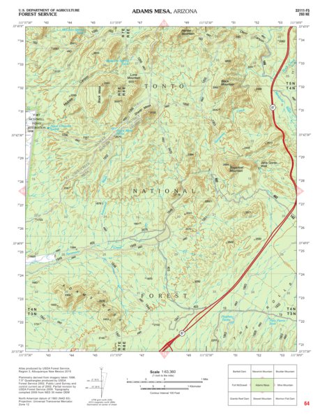 Tonto National Forest Quadrangle: ADAMS MESA Preview 1