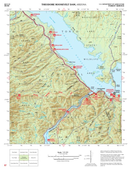 Tonto National Forest Quadrangle: THEODORE ROOSEVELT DAM Preview 1