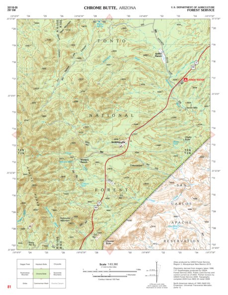 Tonto National Forest Quadrangle: CHROME BUTTE Preview 1