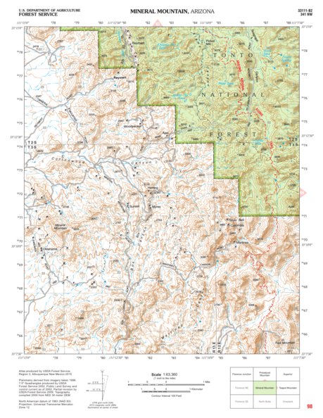 Ral R3 Stfc Map Tonto National Forest Quadrangle: MINERAL MOUNTAIN Map by US Forest ...