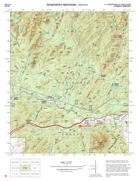 Tonto National Forest Quadrangle: PICKETPOST MOUNTAIN Preview 1