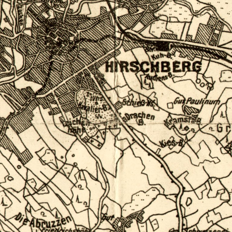 Hirschberg im Schlesien (Jelenia Góra) environs Map, 1912 by Waldin ...