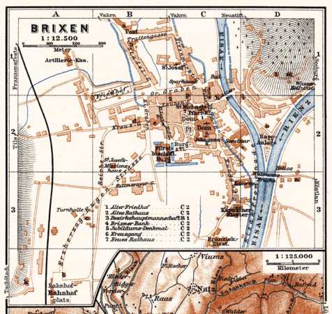 Brixen (Bressanone) city Map, 1911 by Waldin | Avenza Maps