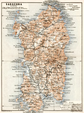 Sardinia (Sardegna) map, 1912 Preview 1