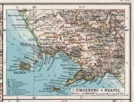 Map of the environs of Naples, 1905 by Waldin | Avenza Maps