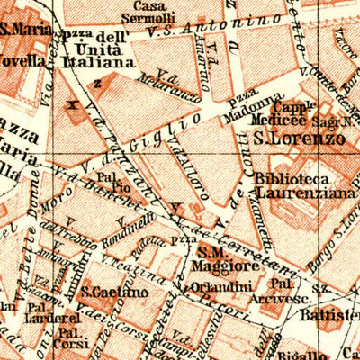 Florence (Firenze) city map, 1908 Preview 3
