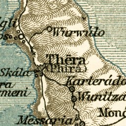 Ancient Thera (Θήρα) Map, 1908 by Waldin | Avenza Maps