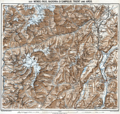 Passo della Mendola (Mendelpass), Madonna di Campiglio, Triente and Arco map, 1911 Preview 1