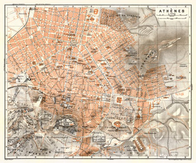 Athens (Αθήνα) city map, 1908 Preview 1