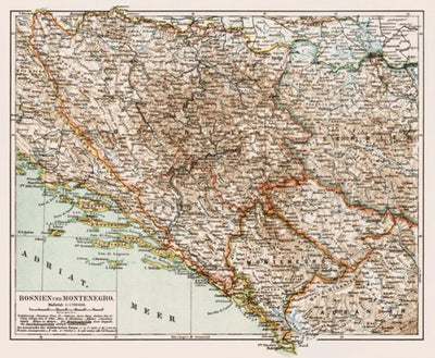 Map of Bosnia and Montenegro, 1903 (second version) Preview 1