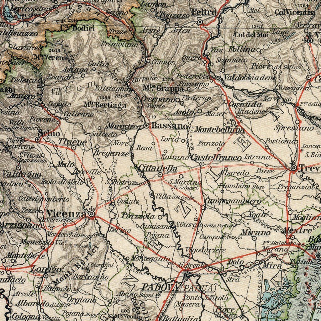 Map of the eastern Alpine countries, 1905 by Waldin | Avenza Maps