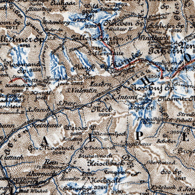 Puster Valley Map Puster and Zill Valleys Map, 1911 by Waldin | Avenza Maps