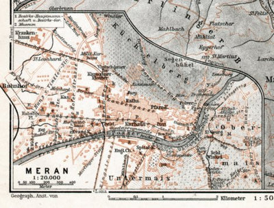 Meran (Merano) town plan, 1910 Preview 1