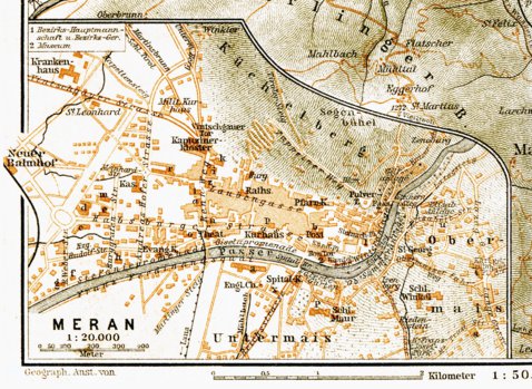 Merran Maps Meran (Merano) town plan, 1906 Map by Waldin | Avenza Maps