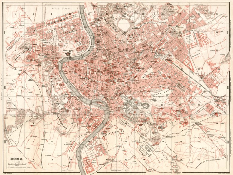 Rome (Roma) city Map, 1909 by Waldin | Avenza Maps