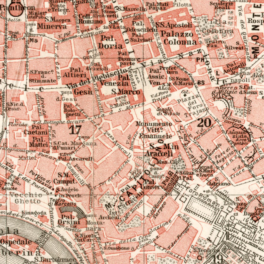 Rome (Roma) city Map, 1909 by Waldin | Avenza Maps