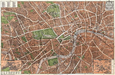 London illustrated (pictorial) city map, about 1910 Preview 1