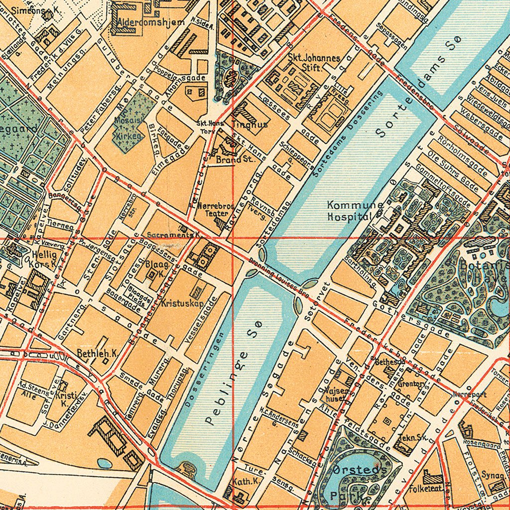 Copenhagen (København) city Map, 1920 by Waldin | Avenza Maps