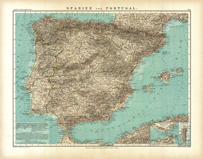 Spain and Portugal Map, 1905 Preview 1