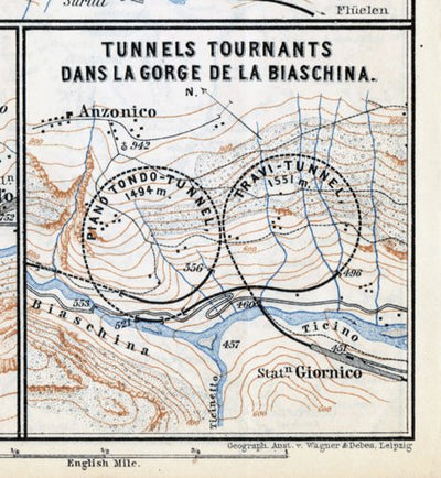 Gotthard railway. St. Gotthard spiral (loop) tunnels at la Corge and la Biaschina, 1897 Preview 1