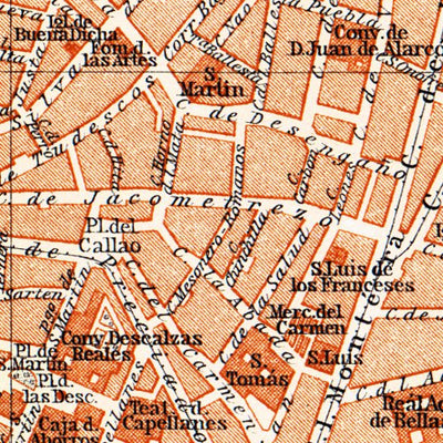 Madrid, city centre map, 1899 Preview 3