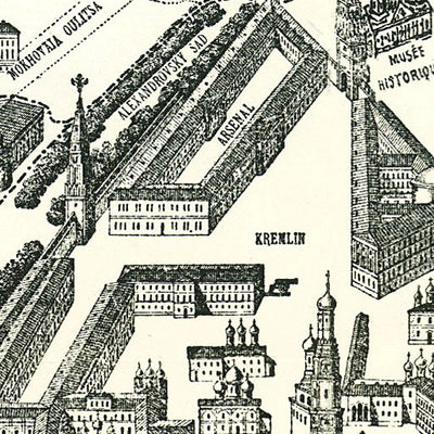 Moscow (Москва, Moskva) pictorial map (in French), 1897 Preview 2