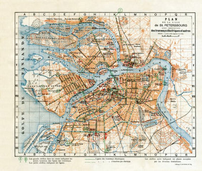 Saint Petersburg (Санктъ-Петербургъ, Sankt-Peterburg) city map, in French, 1914 Preview 1