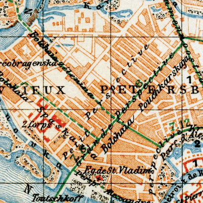 Saint Petersburg (Санктъ-Петербургъ, Sankt-Peterburg) city map, in French, 1914 Preview 3
