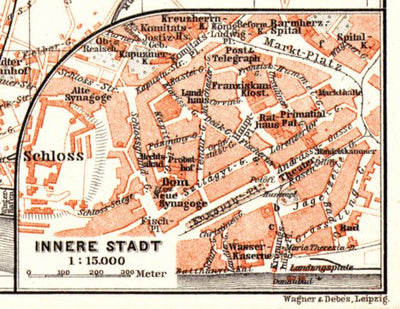 Pressburg (Bratislava) city center map, 1913 Preview 1