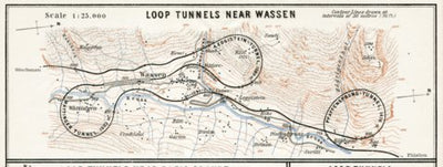 Gotthard railway. St. Gotthard spiral (loop) tunnels near Wassen, 1909 Preview 1