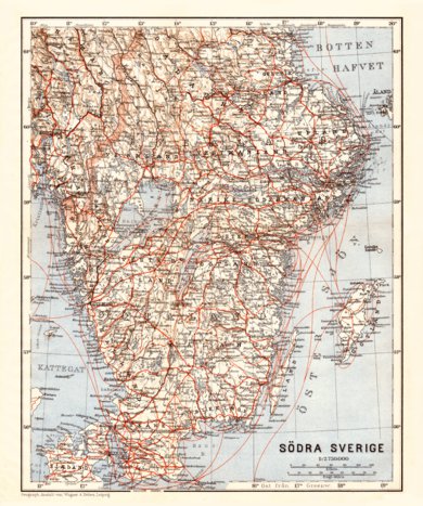South of Sweden map, 1910 Preview 1