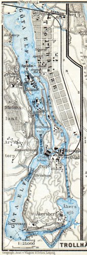 Trollhättan town plan. Trollhättan centre map, 1910 Preview 1