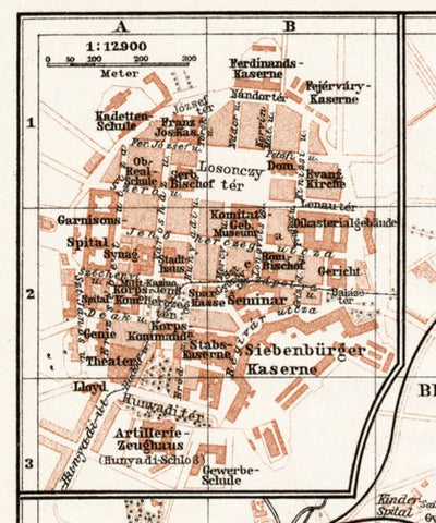 Timişoara (Temesvár) city center map, 1911 Preview 1