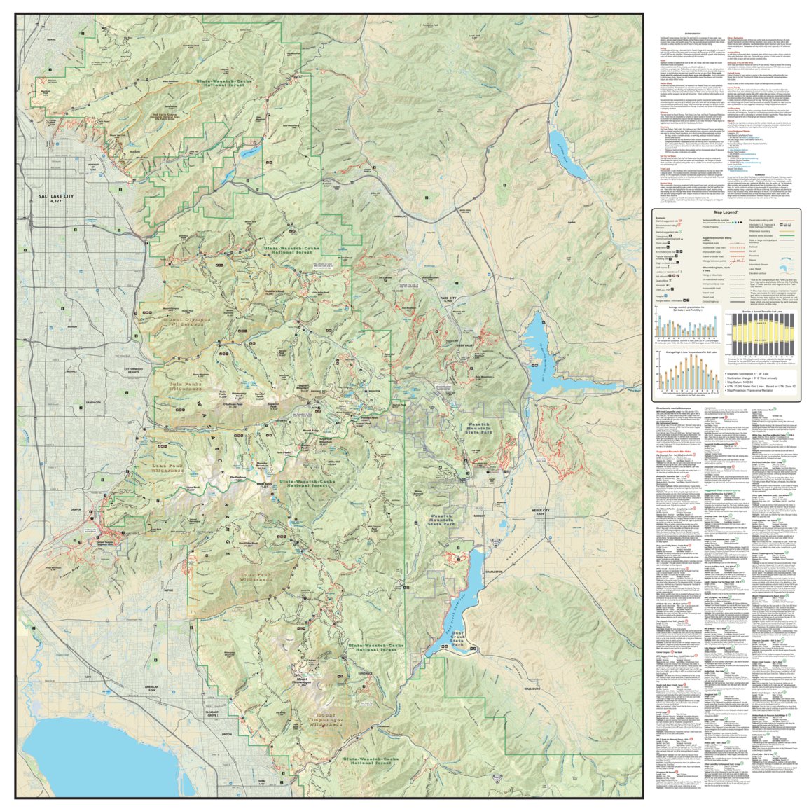 Salt Lake City/Wasatch Range, Utah Trail Map by Adventure Maps, Inc ...