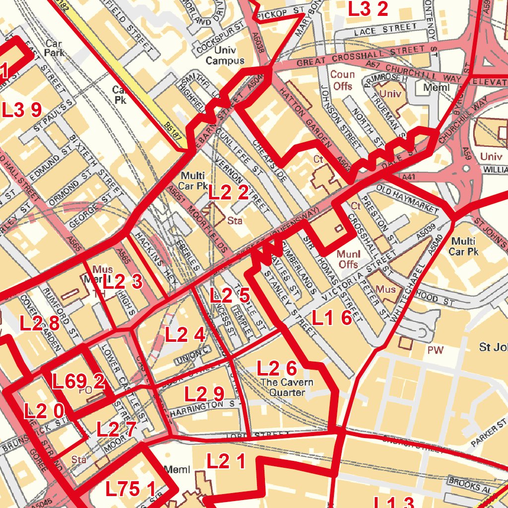 XYZ Postcode Sector Map (C2) Liverpool City by XYZ Maps | Avenza Maps