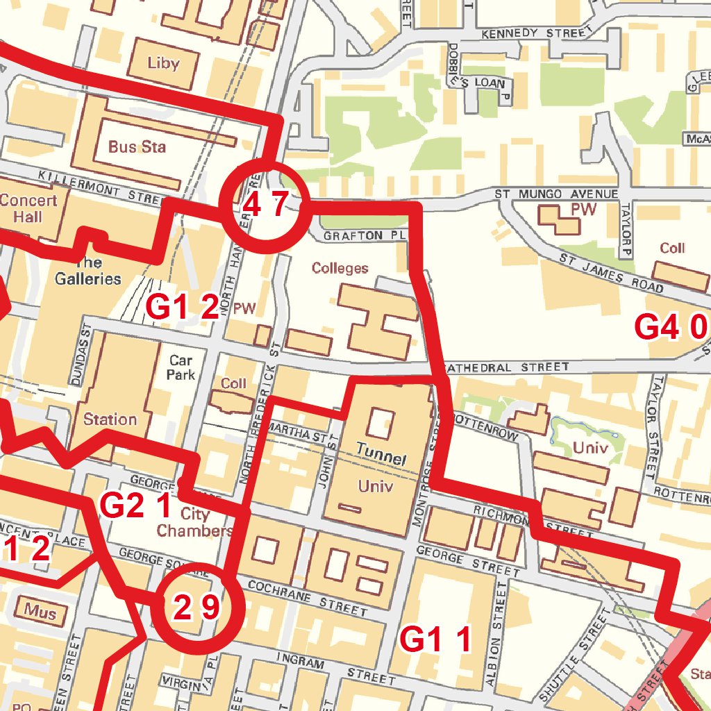 XYZ Postcode Sector Map (C5) Glasgow by XYZ Maps | Avenza Maps