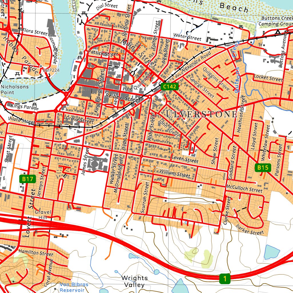 Ulverstone Postcode 4244 ULVERSTONE Map by nswtopo | Avenza Maps