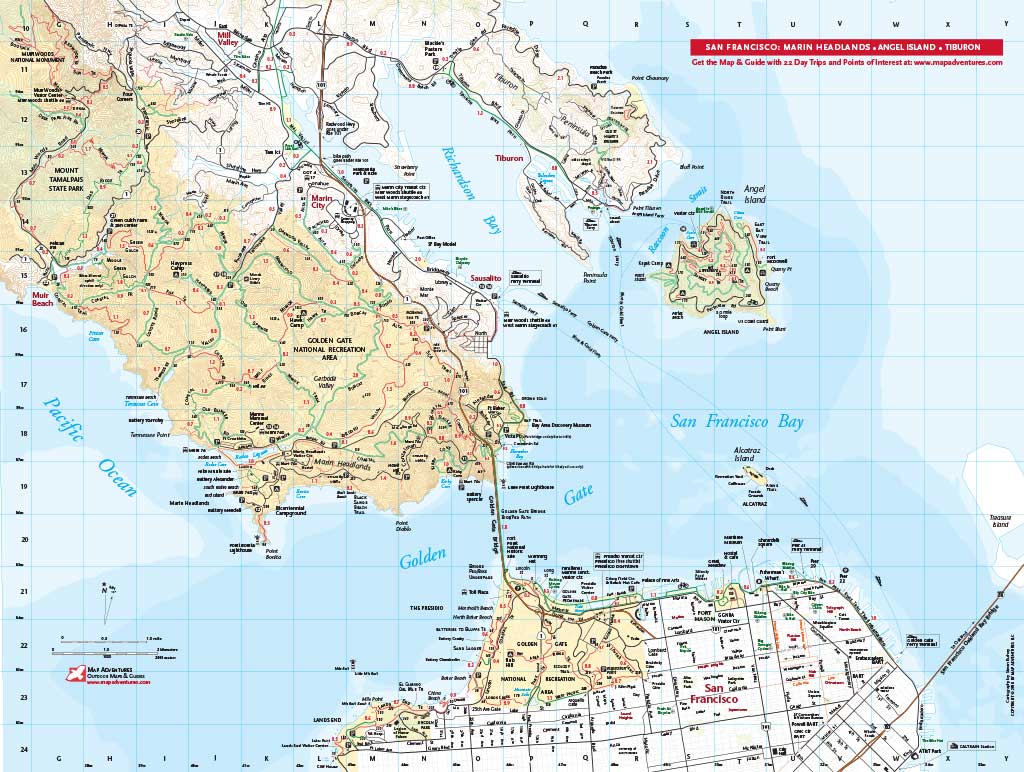 Fort Barry Map Marin Headlands Hiking and Biking Trail Map by Map Adventures LLC ...