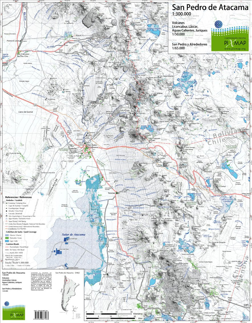 San Pedro de Atacama 1/300.000 Map by Pixmap Cartografia Digital ...