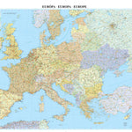 Europe political coloured road map Európa autótérképe Preview 1