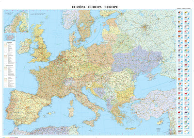 Europe political coloured road map Európa autótérképe Preview 1