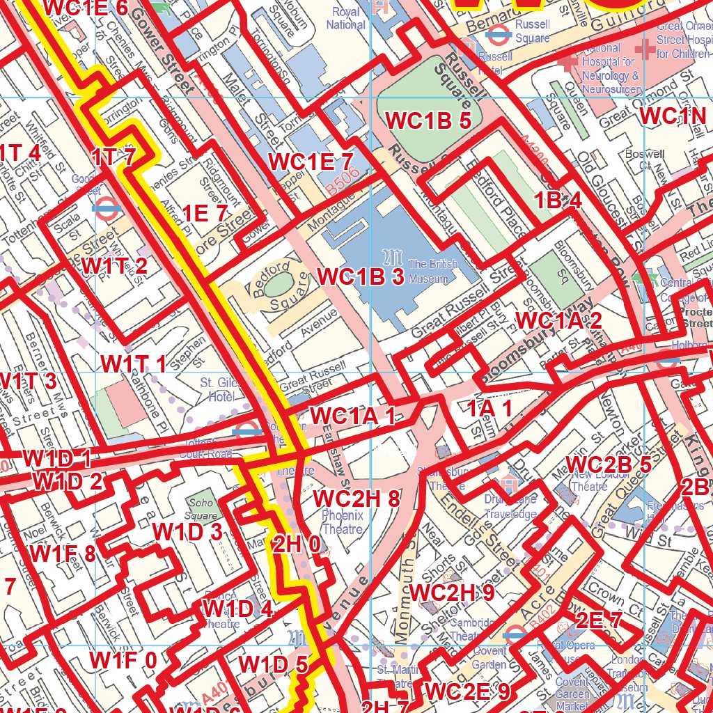 XYZ Postcode Sector Map (C1) Inner London by XYZ Maps