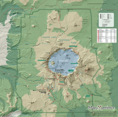 Crater Lake National Park - NPS Map - Hike Oregon - Bike Oregon Preview 1
