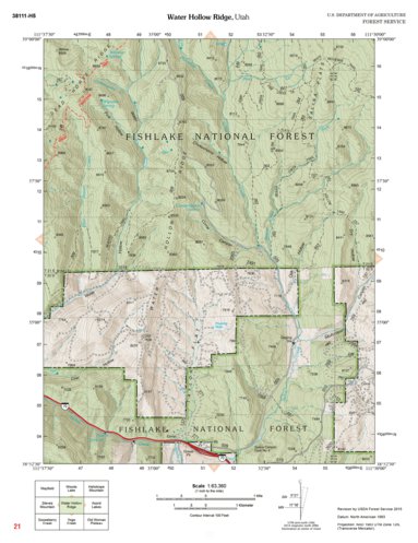 Fishlake National Forest, Water Hollow Ridge, UT 21 Map by US Forest ...