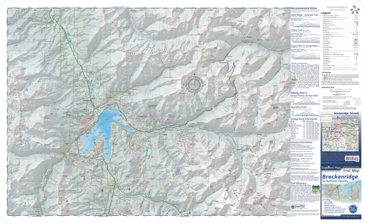 Breckenridge Trail Map 2nd Edition North by Singletrack Maps | Avenza Maps
